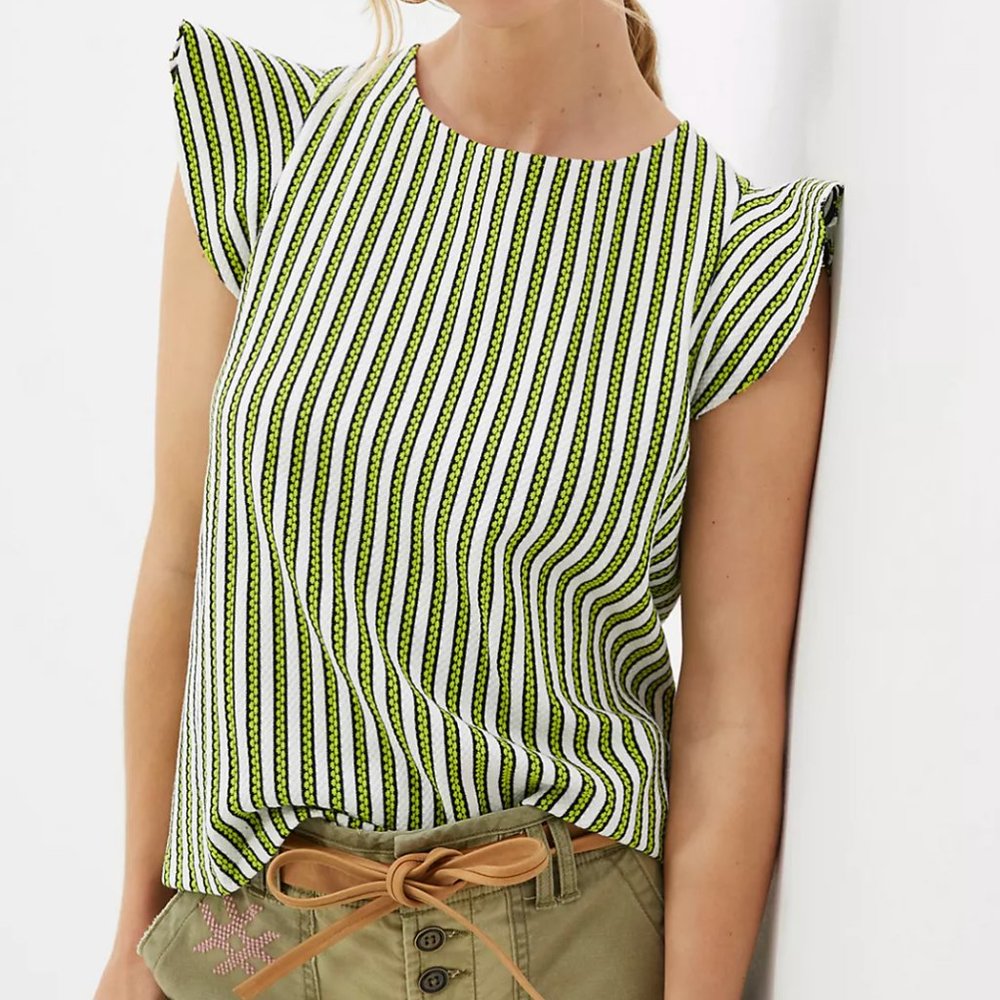 Anthropologie Eva Franco Ruffled Jacquard Top - Picture 5 of 7